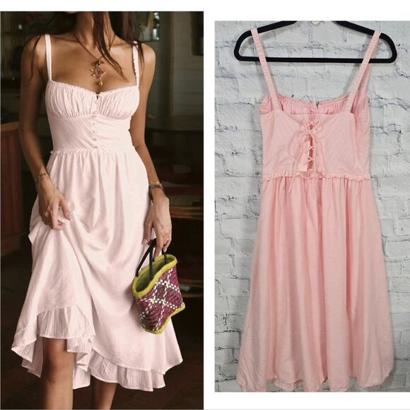 Commense tuffle hem tiered skirt Sz S pink cami plain A33 - Picture 1 of 5